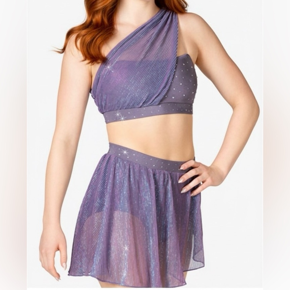 Double Platinum Lush Lavender Purple Two-Piece Dance Set Costume Shimmering